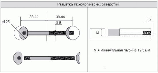 Крепежная винтовая стяжка для столешниц ZipBolt 10.820